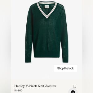 Varley Deep Green V-Neck Sweater, Size Small